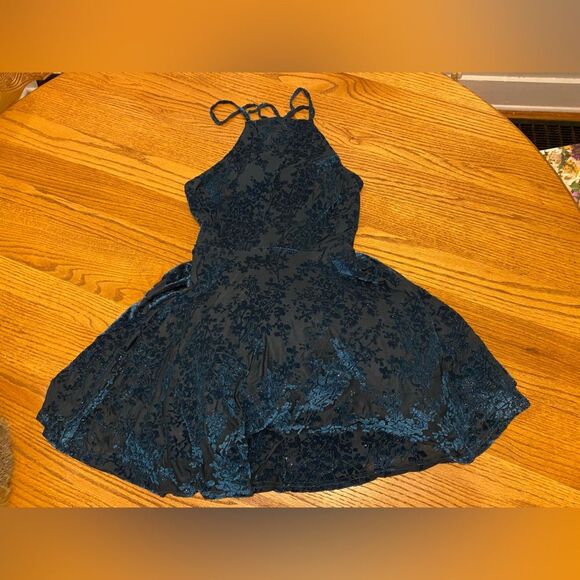 Jodi Kristopher Sparkly Navy Blue Fit and Flare Tulle Dress - Picture 4 of 12